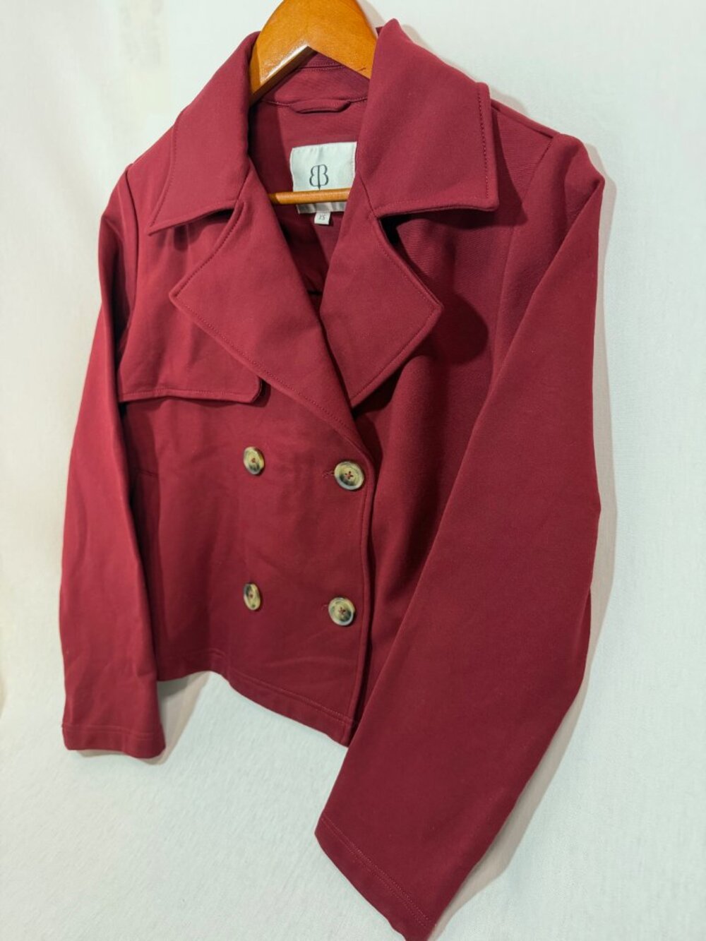 Baltic Born Peacoat XS Burgundy Cropped Jacket Double Breasted Fall - Picture 5 of 7